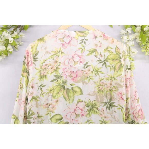 J. Jill Women's Long Sleeve Floral Ruffle Trimmed Button Front Blouse Sz S NWT - Picture 4 of 6